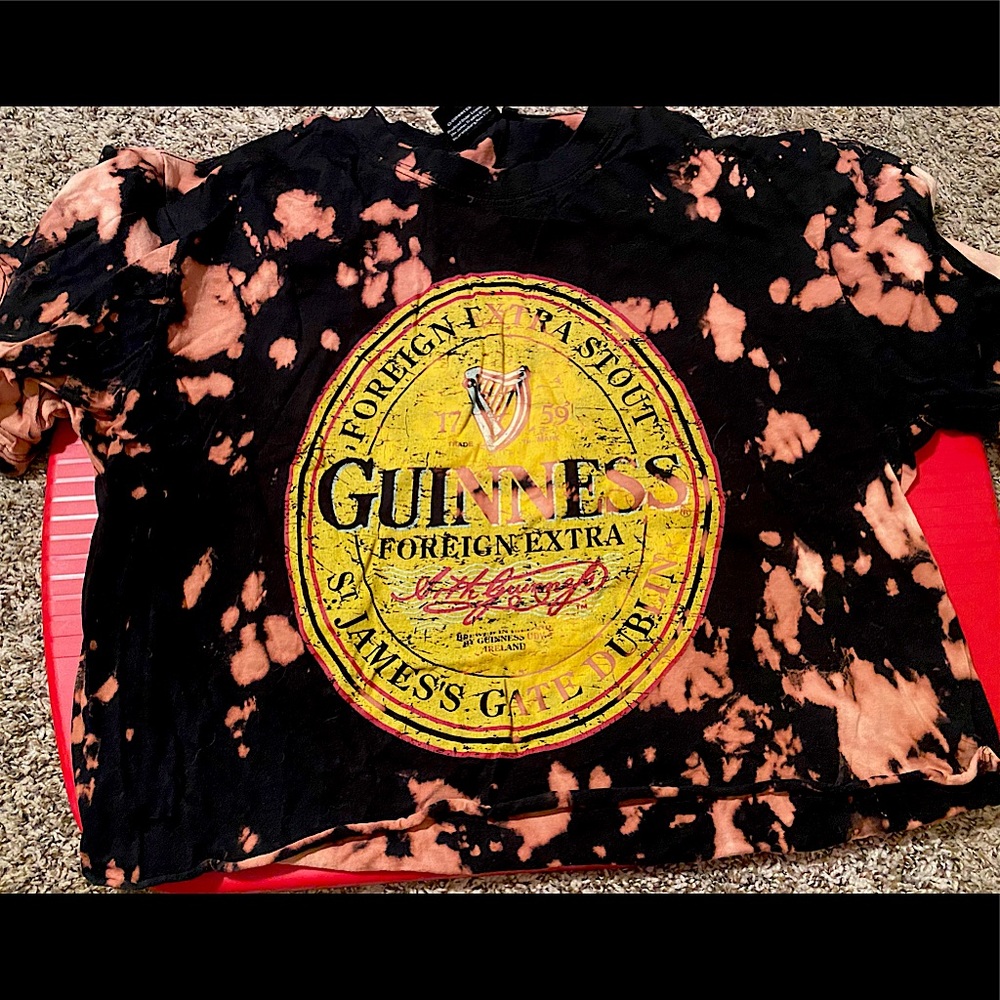 Bleach Dyed Guinness Crop Top